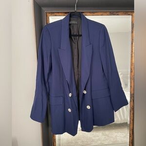 ZARA Classic Navy Blazer with White Buttons